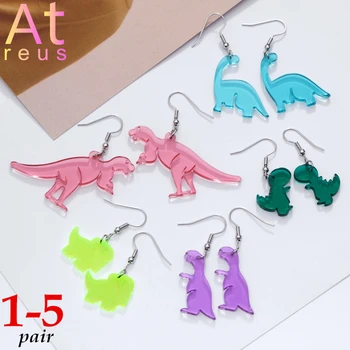 1-5pair Set Ridicata Drăguț de Animale Colorate Acrilice Mic Dinozaur Cercei pentru Fete Femei Copii Ziua de nastere Cadou Minunat de Bijuterii