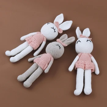 1 buc Creative Handmade Tricotate Papusa Iepure Animal Umplute Jucărie de Pluș Copil Liniștitor de Dormit Jucărie de Pluș Cadouri pentru Copii Ziua de nastere