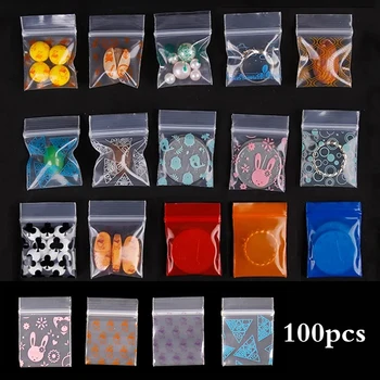 100 buc/lot Mini Imprimate de blocare Zip Pungi de Plastic Nuci Monede de Ambalare Pungi mici de Plastic cu fermoar sac pungă