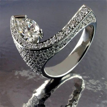 100% Real 14K Inel din Aur Alb Bijuterii Naturale AAA Diamond Piatră prețioasă Neregulate 14 K verighete Bizuteria cutie de Inel Unisex