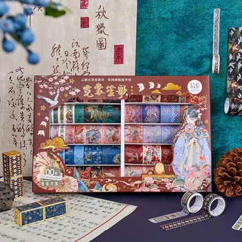 100buc Retro vechi peisaj de Mascare Vintage stil Chinezesc bandă washi cutie de cadou Caseta Diy Arta Scrapbooking URI Autocolant, Eticheta