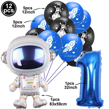 12Pcs Astronaut Baloane de Rachete Kit Balon Temă Spațiul Cosmic Copil de Dus Băiatul Ziua de nastere Decor Număr 1 2 3 4 5 6 7 8 9 Ani