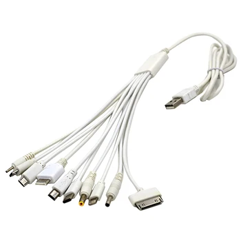 1buc 10 in 1 Pin multifuncțional Multi-Head Cablu de Încărcare Alb Universal USB Cablu de Date Cablu Multi-Scop Incarcator Cablu