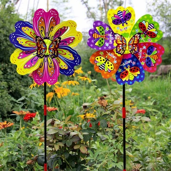 1buc 3D Fluture Floare Moară de vânt de Culoare Wind Spinner Gradina Curte Decor Jucărie pentru Copii