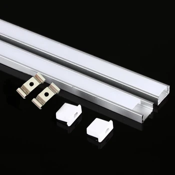 2-28 seturi / pachet 0,5 m 12 mm cu profile de aluminiu pentru 5050 LED 5630 bandă din aliaj de aluminiu plat shell + PC cover