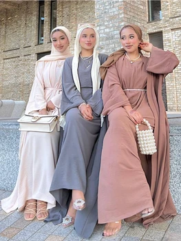 2 Bucata Abaya Potrivire Musulman Seturi Hijab Rochie Rid Deschide Abayas pentru Femei Dubai Turcia Interior Rochii Haine Islamice Africane