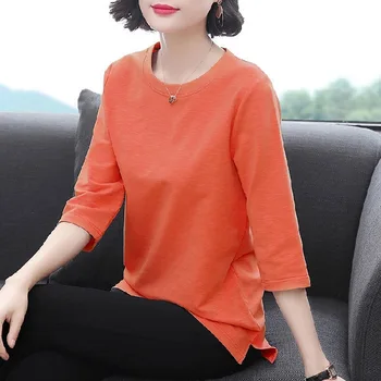 2021 Noi O Gât T Cămașă Femei Toamna Tricou Femeie tricou Vrac Stil coreean Camasi Femei