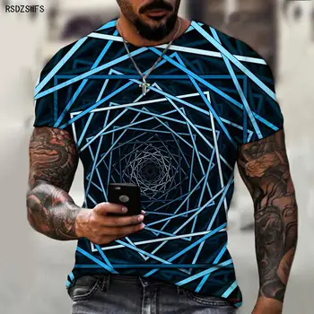 2021 Vara Fierbinte Stil Model Geometric 3D Imprimate T-shirt Trei-dimensional Tendință de Personalitate Pulover cu Maneci Scurte