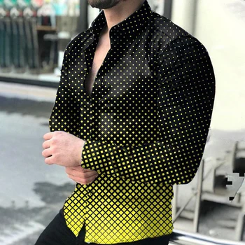 2022 Barbati Maneca Lunga Tricouri Punct Guler Singur Pieptul Vara Haine de Toamna Topuri de Moda de Imprimare 3D Slim Fit Vetement Homme