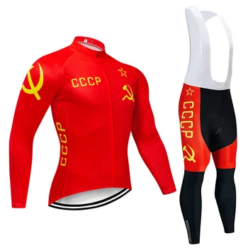 2022 CCCP Ciclism Jersey Set MTB Uniformă Roșie de Biciclete Haine Purta Îmbrăcăminte Biciclete Ropa Ciclismo Mens Lungă Maillot Culotte