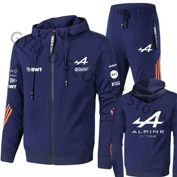 2022 Formula 1 Racer Alonso Alpine Echipa Fanii de Curse de Primăvară de Toamnă cu Fermoar Hanorac Trening pentru Bărbați Seturi de Haine +Pantaloni de Jogging