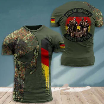 2022 German T-shirt pentru Bărbați Craniu Pavilion 3d de Imprimare Topuri de Moda Veteran Maneci Scurte O-neck Tee Casual Grafic Supradimensionat Tricou Vrac