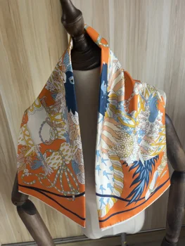 2022 new sosire moda elegant portocaliu 18MM 100% eșarfă de mătase 90*90 cm pătrat șal diagonal wrap pentru femei lady fata cadou