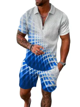 2022 Noi de Vara pentru Bărbați T-Shirt 2 Bucati de Moda Respirabil Moale Dinamice 3D HD Imprimarea de Tricouri Polo de Înaltă Calitate Vetement Homme