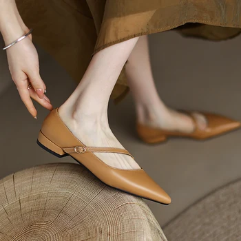 2022 Nou Mary Janes Moda a Subliniat Toe Pantofi pentru Femei de Primavara Toamna PU Piele Cataramă Feminin Tocuri Joase Casual Dimensiunea Pantof 34-43