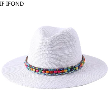 2022 Palarie de Vara pentru Femei, Barbati Margine Largă Panama Soare, Pălării de Paie de Călătorie Plaja Jazz Fedora Pălărie