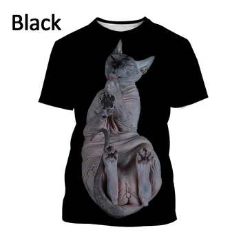 2022 Vara 3D T-shirt Personalitate Animal Pisica Sphinx Imprimare cu mânecă Scurtă T-shirt pentru Bărbați și Femei Topuri XS-5XL