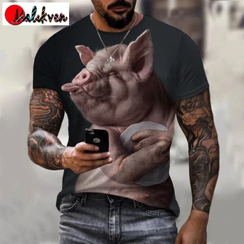 2022 Înaltă Calitate de Porc Amuzant, Imprimat 3D T-shirt Barbati Femei Casual de Vara Tricou Animal, Vacă, Oaie Model Streetwear Topuri