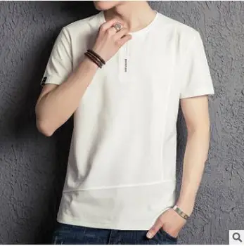 2023HOT Gratuit ShippingZNG tricou cu maneci cusaturi 2018 noi de vara stil coreean gât T-shirt tendință slim jumătate maneca
