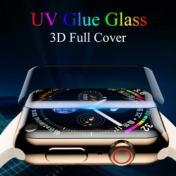 20D Acoperire Completă Sticla pentru Apple Watch 41 45 38 40 42 44mm UV Adeziv de Film pentru a Viziona 7 6 5 4 3 2 Seria Ecran Protector