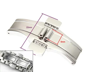 304 Metal Ceas Trupa Catarama 5 x 22mm Watchband Curea de Argint din Oțel Inoxidabil Incuietoare Fluture Butonul Pentru Alte ceasuri TISSOT