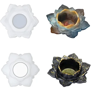 3D DIY Lotus Suport Lumanare Mucegai Silicon Ambarcațiunile de a Face Instrument de Casă Flori Cutie de Depozitare Rășină Epoxidică Matrite Decor Acasă