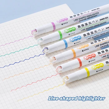 3pcs Linie în Formă de Evidențiere Stilou de Culoare Multi Roller Vârful Curbei de Linie Drăguț Marker Noutate Creative Papetărie, Rechizite Școlare