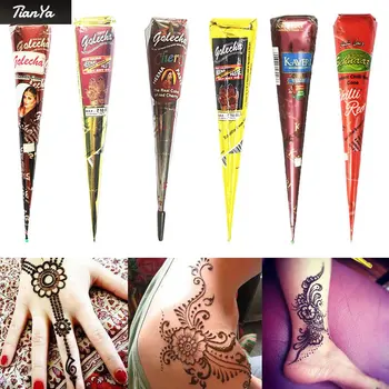 4 Culori Henna Con Indian Corp Henna Vopsea Fata Tatuaj Inserați codul Temporar de Tatuaj Body Art Autocolant Mehndi Corp Vopsea de Direct Mail