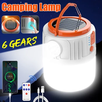 6Gears LED-uri Portabile Lanterne Solare Camping Lumina USB Power Bank de Control de la Distanță Bec Lampa de Noapte în aer liber, Lanternă, Lampă de Urgență