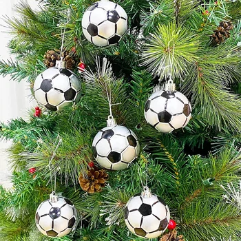 6Pcs Clasic cu Bile Ornamente de Colectare a de Fotbal, Baseball Copac Decor Bile de Crăciun Ornament Decor Copac Fusta Decoratiuni