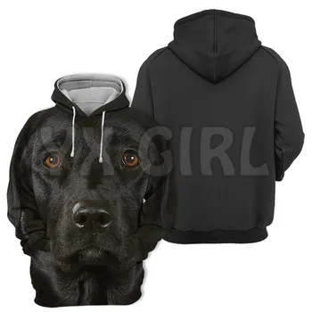 Animale Caini Labrador Negru 3D Printed Hanorac Unisex Pulovere Câine Amuzant Hanorac Casual, de Stradă Trening