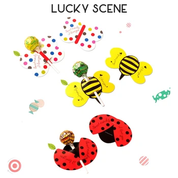 Animale mici lollipop decor de Zi pentru copii desene animate carte de hârtie handmade fluture, albina gargarita S01389