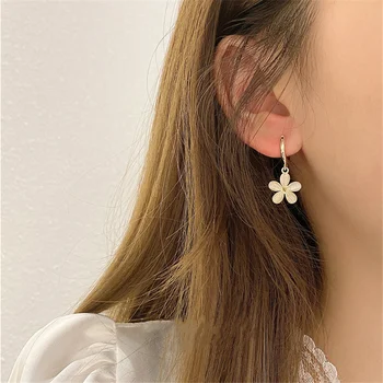 AOMU coreean Elegant Drăguț Floare de Opal Hoop Cercei Pentru Femei Fete de Moda de Metal Cerc Boucle d'oreille Bijuterii