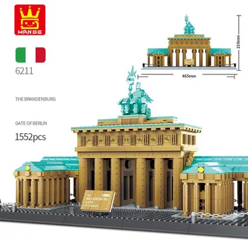 Arhitectura Wange city Street view celebra Poartă Brandenburg Berlin Germania Blocuri model cărămizi jucarii cadou