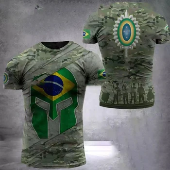Armata braziliană a Men ' s T-Shirt Veteran de Imprimare de Vară O-Gat Maneci Scurte Militare Tricou Strada de Top Rece pentru Bărbați Îmbrăcăminte de Mari Dimensiuni