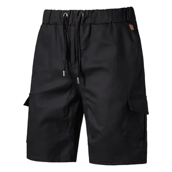 Bababuy Bărbați pantaloni Scurți de Moda Casual, Multi-Buzunare Cargo pantaloni Scurți Cordon de Genunchi Lungime Pantaloni