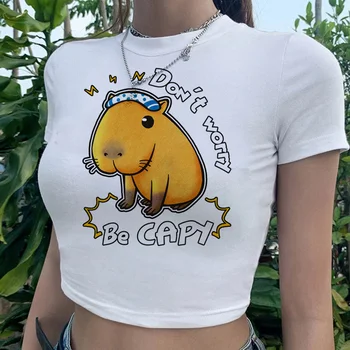 Capybara t shirt graphic goth estetice crop top Femeie kawai fairycore prost tricou t-shirt