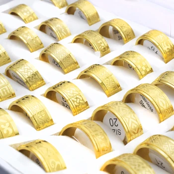 Cele mai noi 20 de Piese/lot se Amestecă Stil Vintage Inele de Oțel Inoxidabil Bărbați Bijuterii din Aur de Culoare Boem Declarație Inele de en-Gros Latime 8mm
