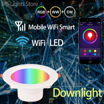Condus în Jos Lumina Inteligent fața Locului Spoturi cu LED-uri RGB Dimmer 5W 7W 9W WIFI Tavan Spot luminos Încastrat de Iluminat Interior Lampă Bluetooth