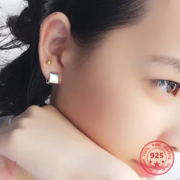 Coreea Stil Nou 925 Sterling Silver Cercei pentru Femei Simplu Moda Chic Pătrat Ureche Clip Bijuterii