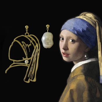 Cupru Asimetrice Vermeer Fata Pearl Cercei Stil Artistic Restabilirea Moduri Vechi De Femei Moda Bijuterii Accesorii