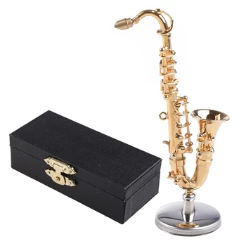 Cupru Miniatură Saxofon cu Baza Mini Instrumente Muzicale in Miniatura Replica Păpuși Model Mini Saxofon 24BD