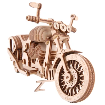 De lemn Motocicleta de Puzzle-uri Mecanice 3d Asambla Constructii Blocuri de Modele de Kituri de Ambarcațiuni pentru Adulți Punk Diy Autobikes