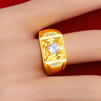 De lux cu Aur de 24K Ring pentru Bărbați Domn de Logodna cu Diamant Petrecere de Nunta Inel Redimensionabilă Inele Bijuterii Cadou 2021 Trend