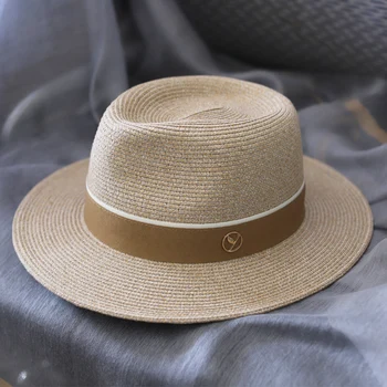 Designer New Naturale Panama Moale în Formă de Pălărie de Paie Vara Femei/Bărbați Margine Largă Plajă de Soare Capac Protectie UV Fedora Cadou de Ziua de nastere