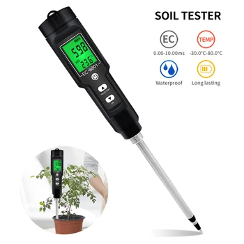 Digital CE Tester de Sol Impermeabil 2 in1 CE Temperatura Solului Metru 0.00-10.00 mS/cm ATC Ghiveci de Grădinărit, Agricultură Plante Instrument