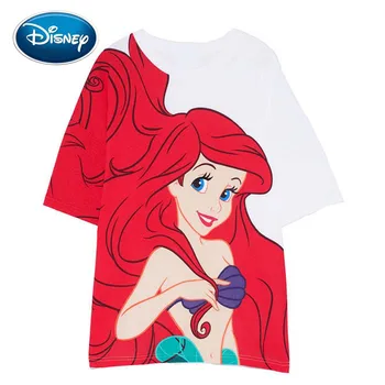 Disney Mica Sirena Ariel Mare De Desene Animate De Imprimare T-Shirt Alb, O-Neck Pulover Casual Dulce Pentru Femei Maneci Scurte Largi Tee Topuri