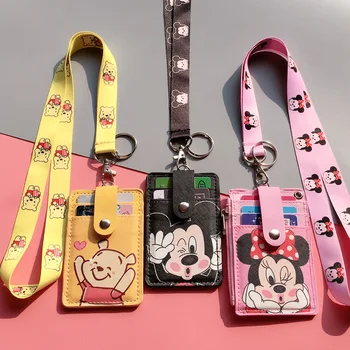 Disney Mickey Agățat de Gât Cartelei Campus Card de Masa Carte de IDENTITATE Shell Caz de Piele Multi-card Card Bus Hold Cadou de Vacanță