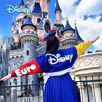 Disney Unisex Femei Cuplu 50-a Aniversare a Împletit Hanorace Hanorac Drăguț Mickey Supradimensionat Casual Euro Disney Scrisoare Vrac