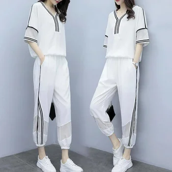 Femei Casual Costum de Sport Versiunea coreeană Liber Și Subțire de Moda de Top Culturilor Pantaloni 2 Set de Două Piese 2022 Vara Noi de Haine de Femei